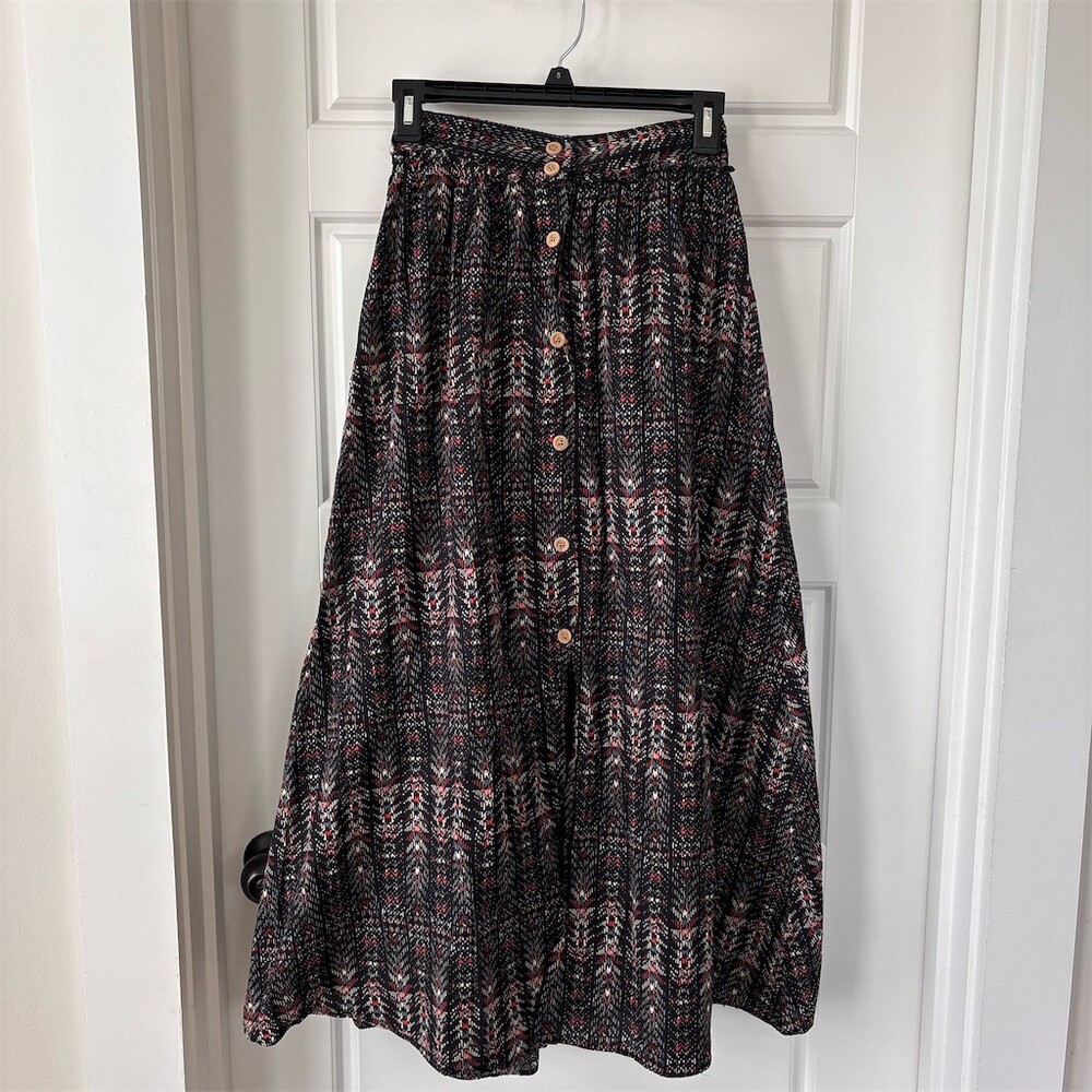 Black and Pink Patterned Women's Skirt
